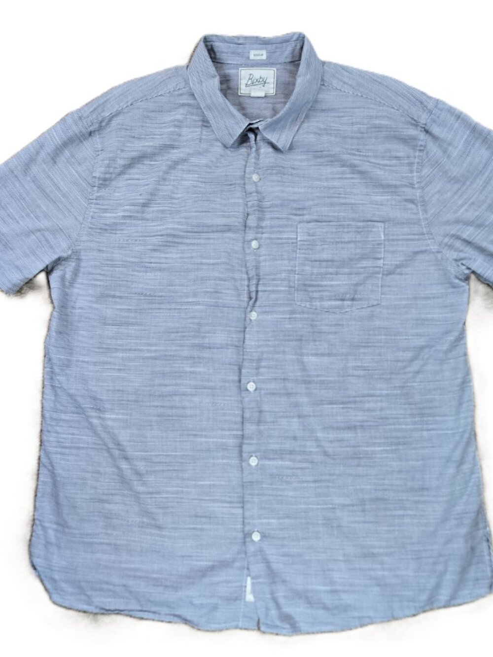 Bixby Nomad Striped Button Up Short Sleeve Shirt Mens Extra Large Blue Cotton